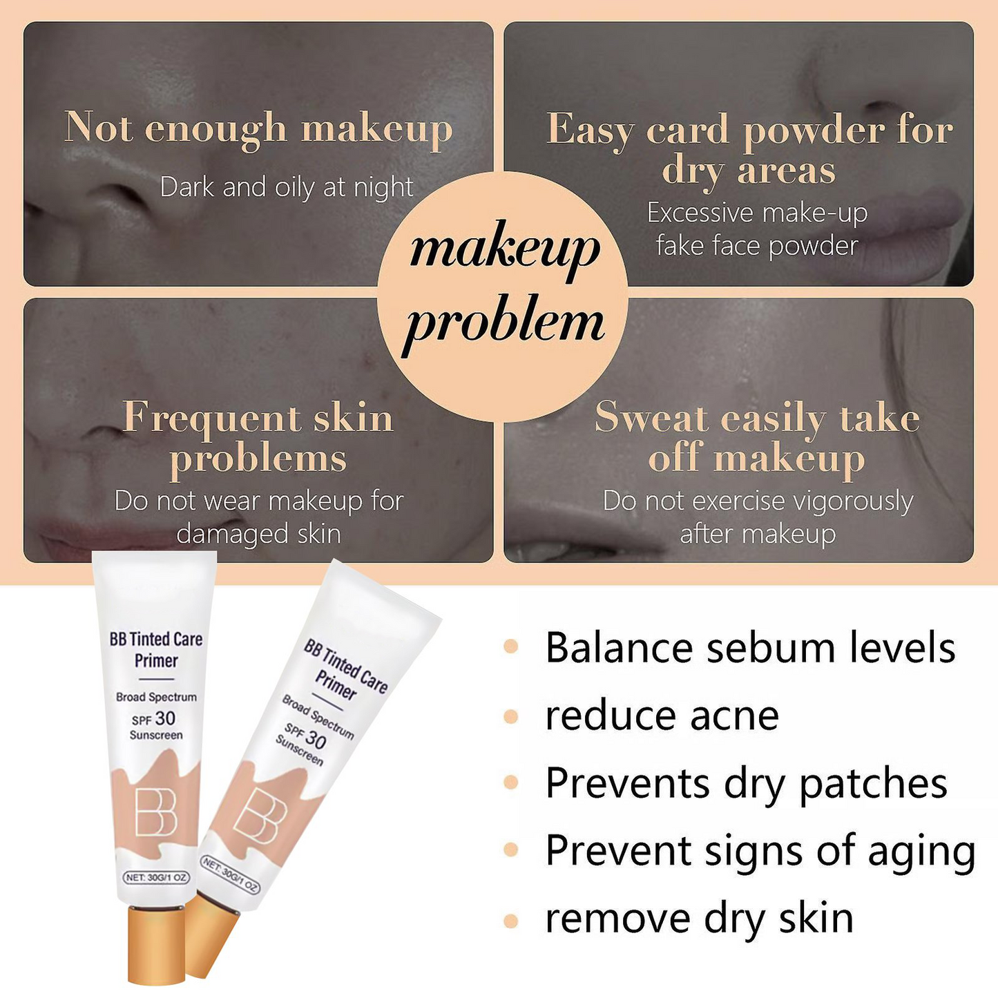 BB Blur Tinted Moisturizer SPF30 Instant Filter Skin – Brighten, Hydrate & Smooth 🎁 Free Mushroom Makeup Brush Included