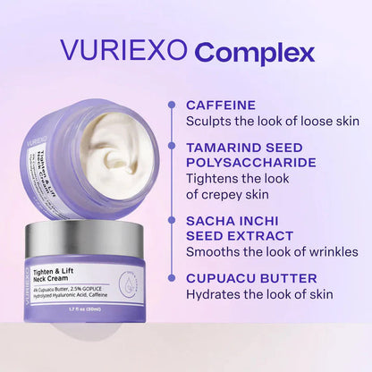 VURIEXO Miracle Neck Cream: Erase "Turkey Neck" & "Tech Neck" Lines Visible Lift & Smoothness in 4 Weeks