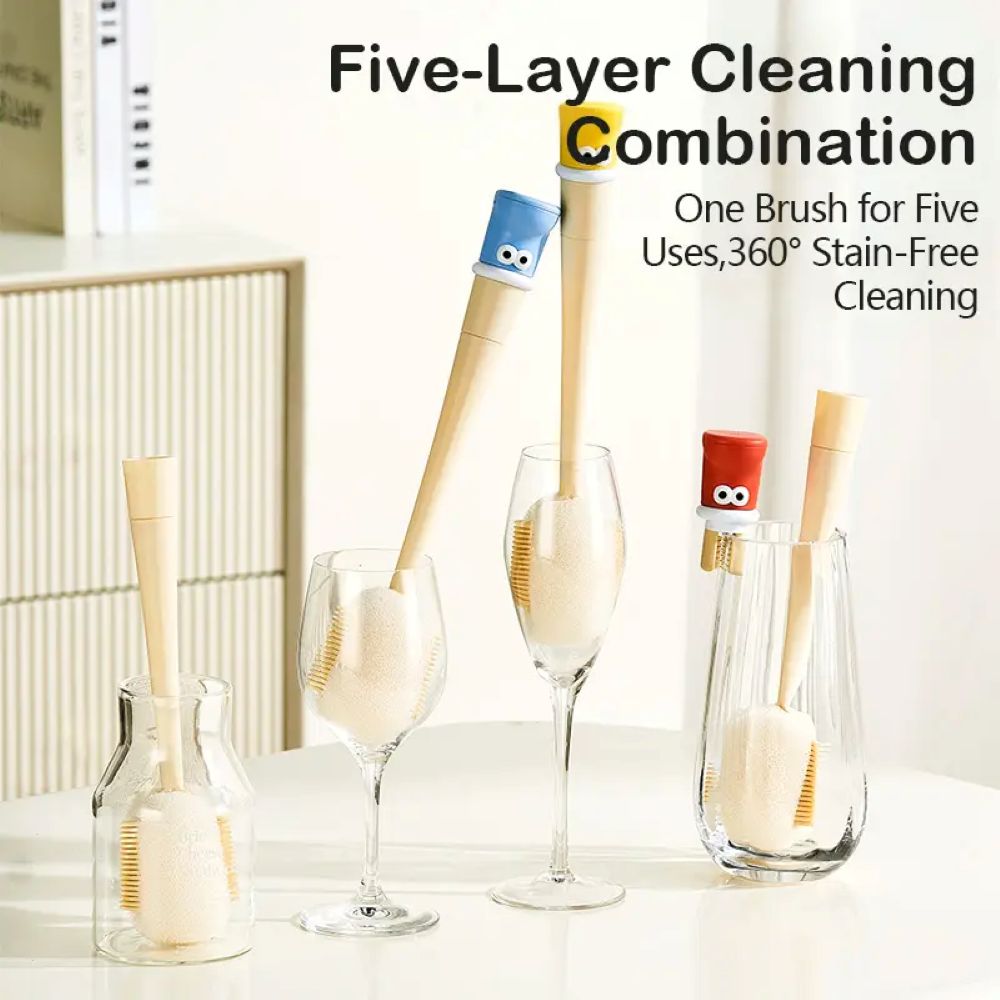5-in-1 Bottle & Straw Cleaning Brush – Multifunctional Tool for Bottles, Cups, Straws